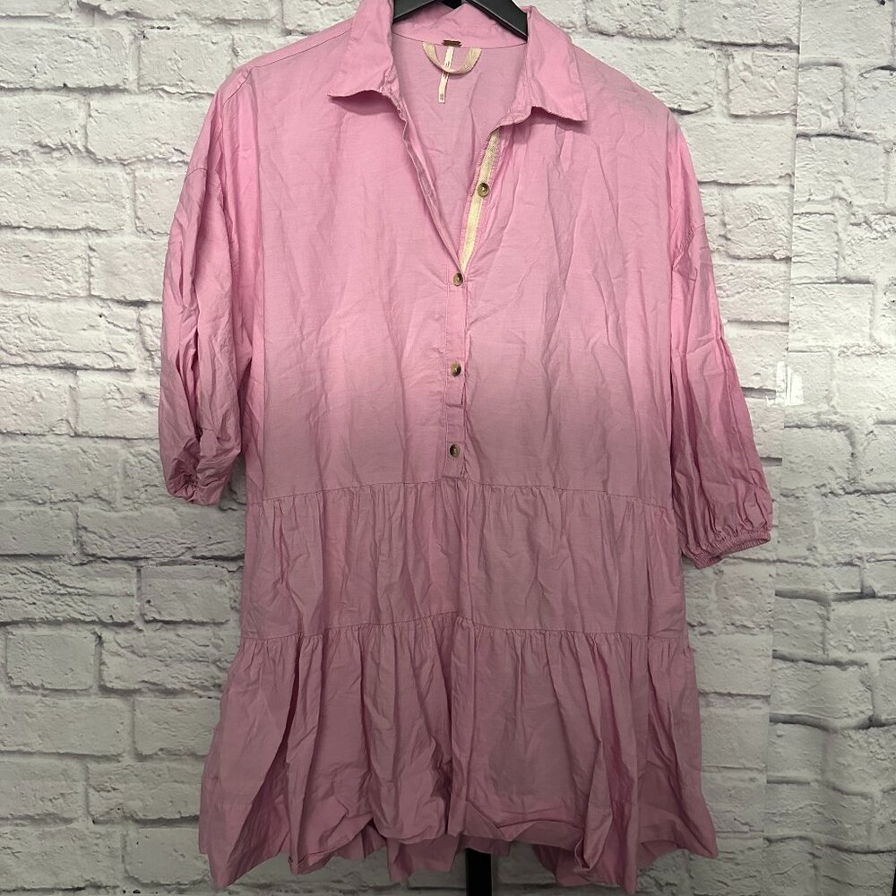 Free People Pink Shift Tiered Dress